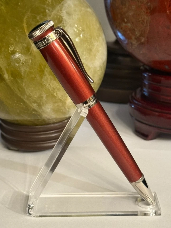 Caneta esferográfica Dunhill red laca sentryman banhada a paládio - Imagem 3 de 4