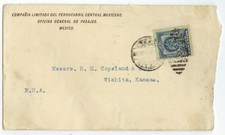1903 Central Mexico Railroad Company cover to Kansas