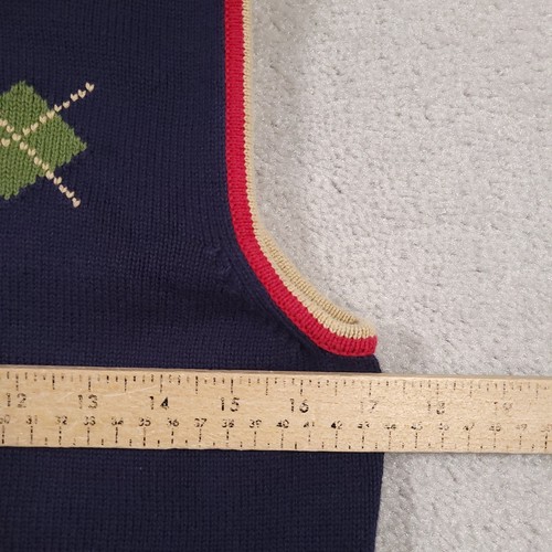 Hanna Andersson Sweater Vest Boys Size 12 (150cm) Navy Blue Golf V-Neck Holiday - Picture 5 of 11