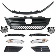 For 2016-2018 Pilot Grille Molding Trim Fog Lights Turn Signal Lights BLACK