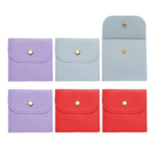 6 Pcs Mini Jewelry Pouch, 8 Inch PU Leather Small Jewelry Bags, Red/Blue/Purple