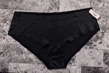 NWT VICTORIA'S SECRET M BLACK SATIN SMOOTH THICK RARE NO SHOW HIPHUGGER PANTIES