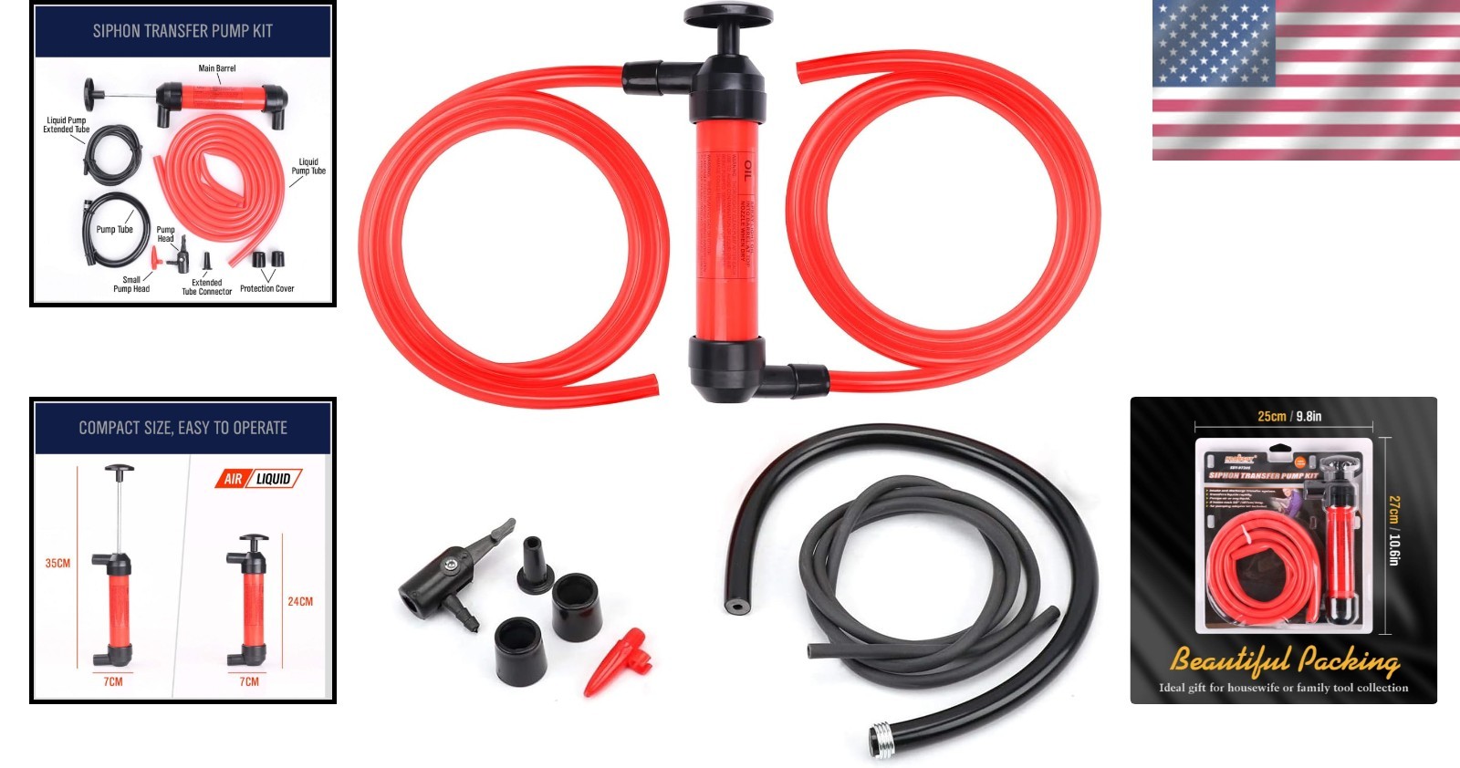 Universal Fuel Transfer Pump Kit - Efficient 3-in-1 Siphon for Vehicles and More