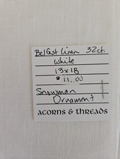 32 count WHITE Belfast Linen 13" x 18" Counted Cross Stitch Fabric