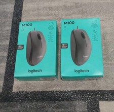 Logitech M100 USB Optical Wired Mouse, Black LOT OF 2 NEW B3