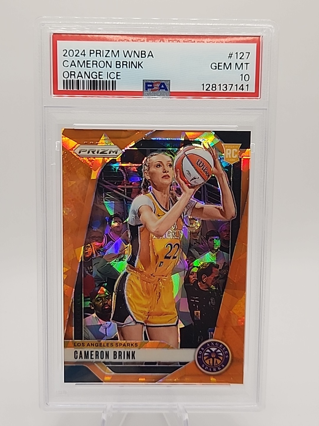 2024 PANINI PRIZM WNBA ORANGE ICE #127 CAMERON BRINK ROOKIE RC PSA 10 SPARKS