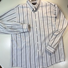 Arrow Vintage Men  s Pinpoint Button Down Dress Shirt Striped Gray 16-32/33 USA
