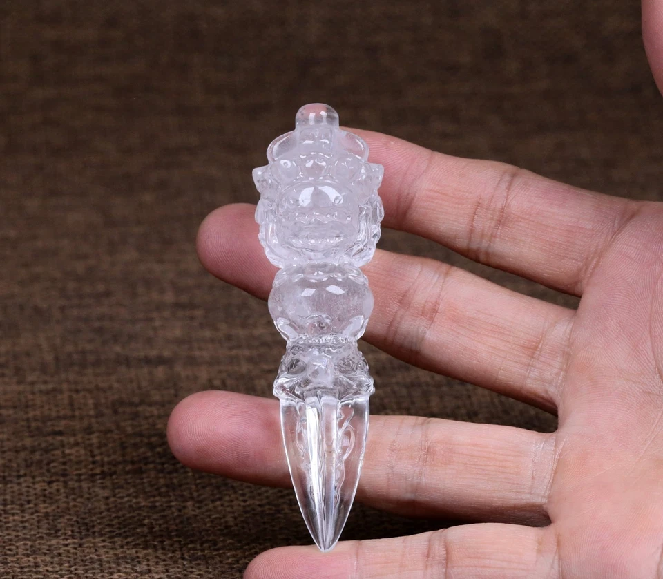 Tibetano Nepalí India Himalaya Cristal Oración Amuleto Vajra Longitud: 8,6 cm 45G Foto 4 de 4