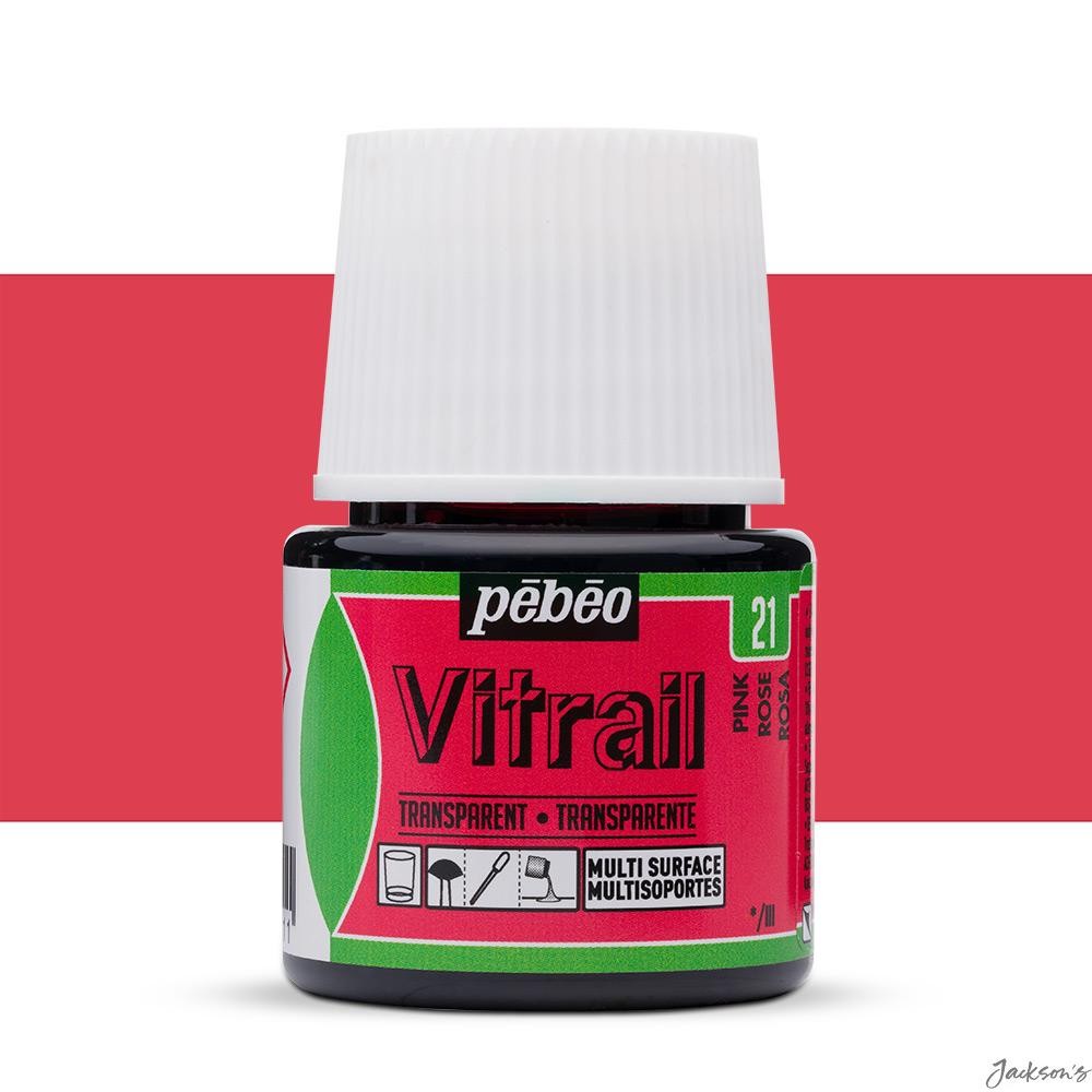 Pebeo Vitrail Glass Paint Solvent Based 45ml Pink Decorative Crafting