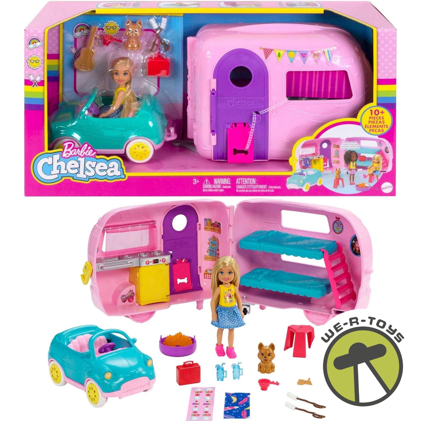 Barbie Club Chelsea Car & Camper Playset & Chelsea Doll Puppy & Accessories