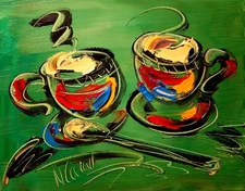 COFFEE  Modern Abstract   Original Oil Painting  IMPRESSIONIST DfWrwwf