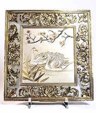 Vintage SANKYO CHOKIN MUSIC BOX Swan Cherry Blossom PLAYS Feelings JAPAN SWANS