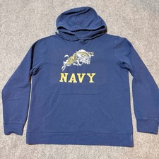 Navy Midshipmen Hoodie Mens Large Blue Pullover Sweatshirt Drawstring Fanatics