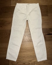 NILI LOTAN East Hampton Ankle-Crop Pants In Eggshell White Women Size 2 Raw Hem