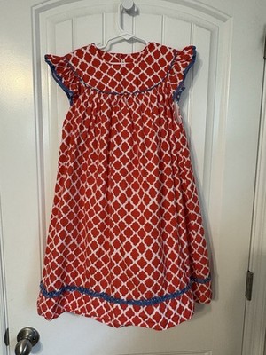 Girls Size 7 Boutique Dress Red White Blue Ruffle Flutter Sleeve