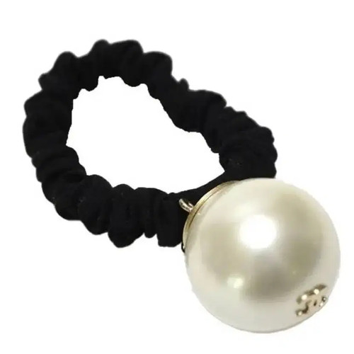 Chanel CC Logo Pearl Hair Scrunchie