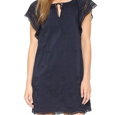 Madewell Navy Moontide Eyelet Silk blend casual office brunch mall Dress Medium