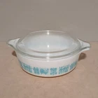 vintage Pyrex Dish Amish butterprint #471 turquoise 1 pint with lid