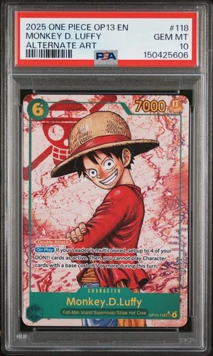 2025 ONE PIECE OP13 118 CARRYING ON HIS WILL MONKEY D LUFFY SEC ALT ART PSA 10