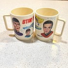 Vintage Star Trek Plastic Cup Mugs McCoy Mr Spock Captain Kirk Enterprise 70s — photo 1
