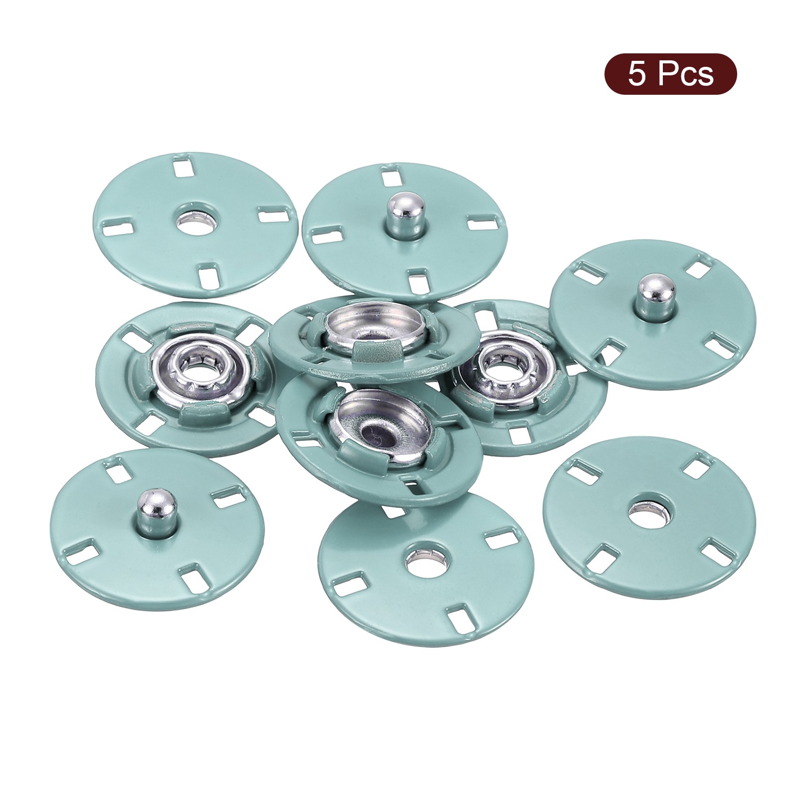 5Pcs Snap Buttons, Metal Invisible Buckle (Lake Blue, 18mm)