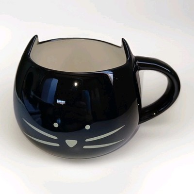 Koolkatkoo Ceramic Black Cat Face Coffee Tea Mug W/ Black Kitty Hiding Inside