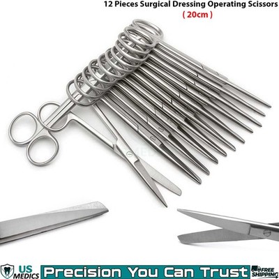 12 Pieces Operating Dressing Scissors 20cm Large Surgical Medical Dental Scissor