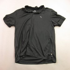 Tommy Bahama Mens Large Polo Shirt Short Sleeve Golf Button Up Black Stripes