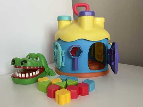 Toddler Toys Set. Kids Shape Sorter House Toy + Crocodile Dentist Game.