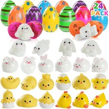 24 Pack Prefilled Easter Eggs with Mini Resin Animal Figurines - Unique Easter B