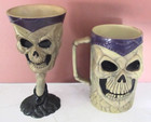 Vintage Easter Unlimited Inc Skull Plastic Beer Mug & Wine Goblet Halloween — photo 1