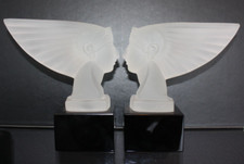 Bohemia Kristall Czechoslovakei Pharaonenkopf Kühlerfigur Buchstützen 2x Stück