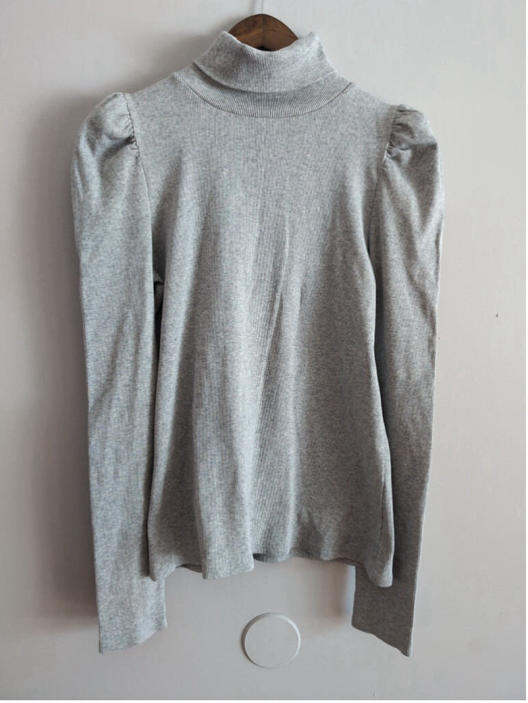 Veronica Beard Cedar Turtle Neck Gray Ribbed Top … - image 2