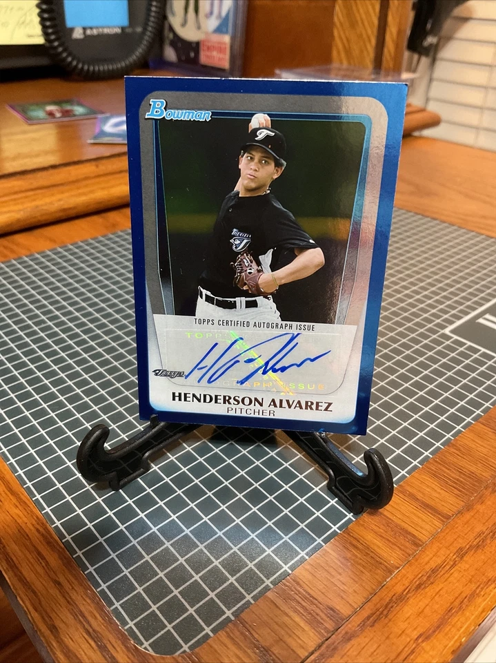 2011 Bowman Хендерсон Альварес синий переливающийся дебютант карта RC Auto 002/199 редкая - Изображение 2 из 4