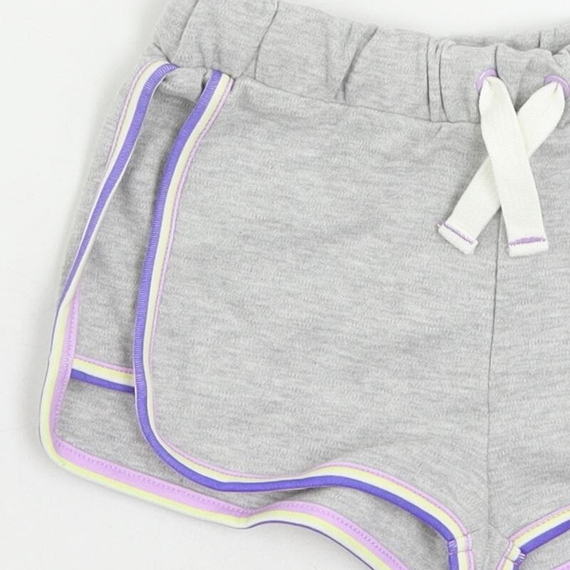 Short De Survêtement Fille Marks & Spencer, Gris, Coton Doux, Taille 6-7 Ans, Lien De Serrage