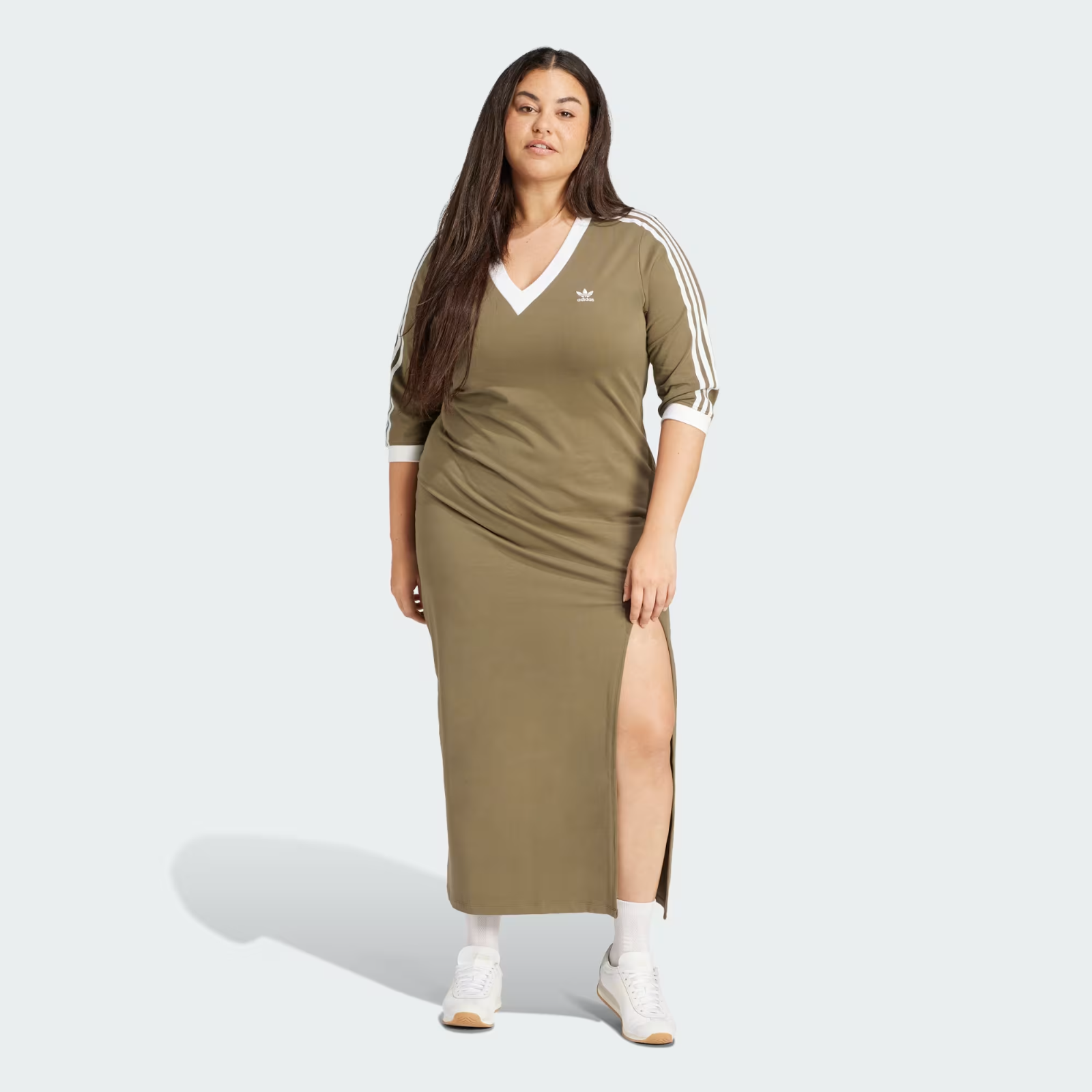 adicolor long sleeve maxi dress Adidas Adicolor Adidas Originals Long Sleeve Dress Adidas Originals Womens  Adicolor Classics 3-Stripes V-Neck