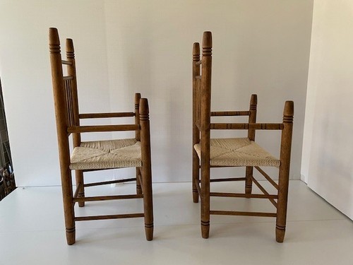 Pair of wooden, woven seat salesman sample chairs 17 inches tall - Picture 11 of 15