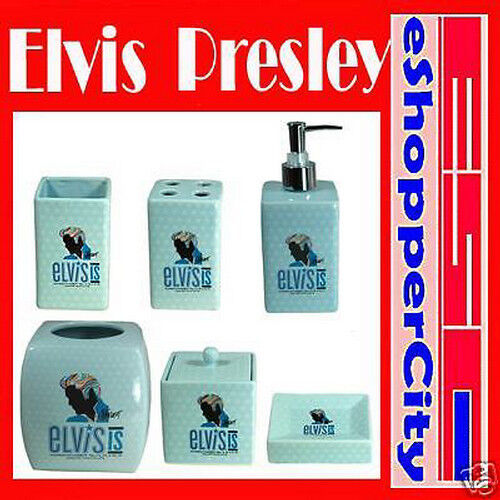 Elvis Presley Ceramic 6 pc Bathroom Set, New Soap Dish - Picture 1 of 1