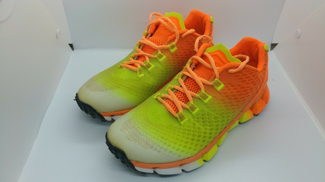 bright colored running shoes