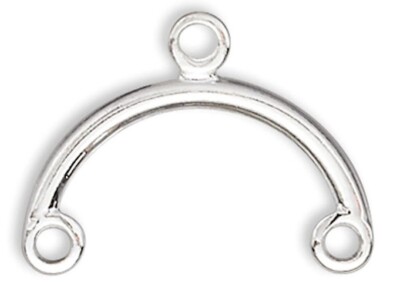 Connector, 100 Silver Plated Brass 12x5mm Half Round Link with Loops