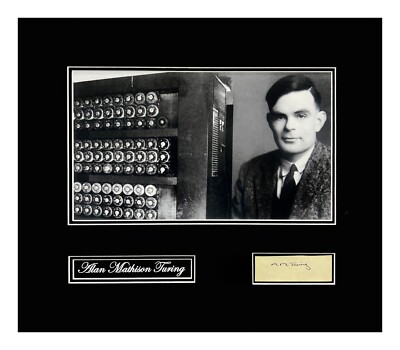 AM Turing Autograph Page Cut is Museum Framed Ready to Display