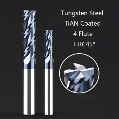 4 Flute Solid Carbide Flat End Milling Cutter HRC45° TiAN Coated CNC Machining