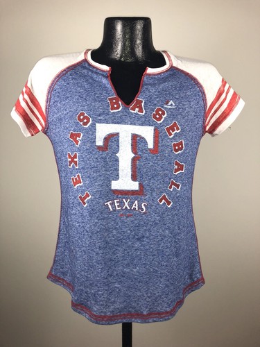 Women’s Majestic Texas Rangers Navy More Than Enough Tee Shirt NWT Large