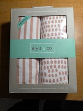 Ely's  Co Pack N Play Crib Sheets 2 Pink And White Lined Cotton