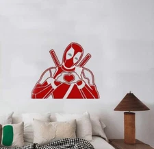 Deadpool Making Heart Sign Marvel Vinyl Decal 16x20" Red & Silver