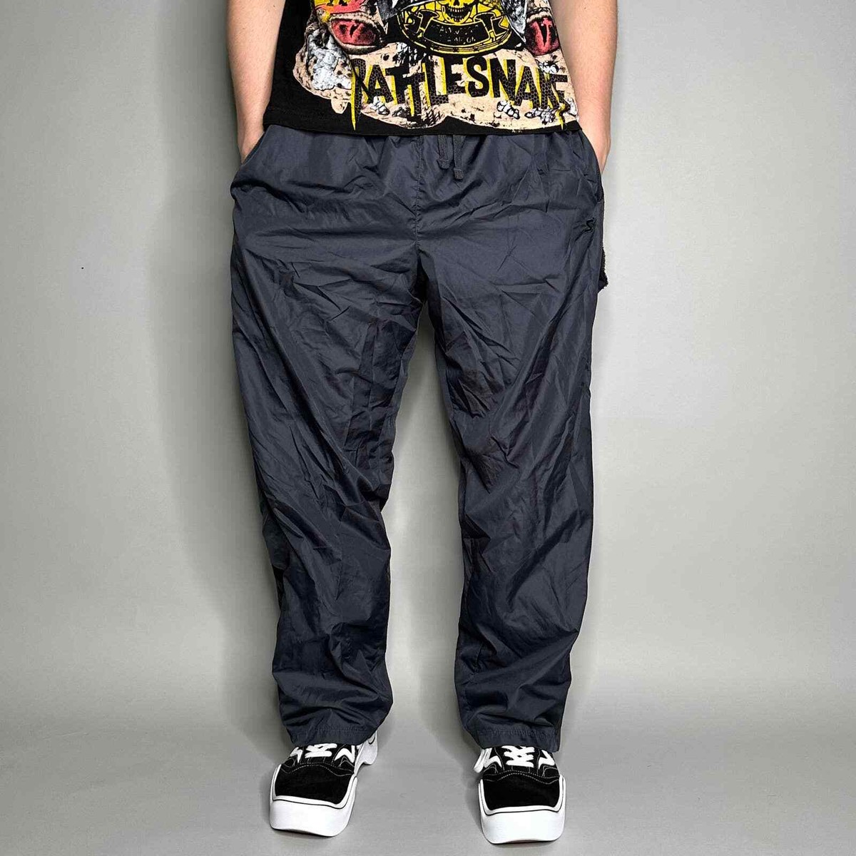 Vintage Starter Track Pants L Grey Polyester Subtle Logo