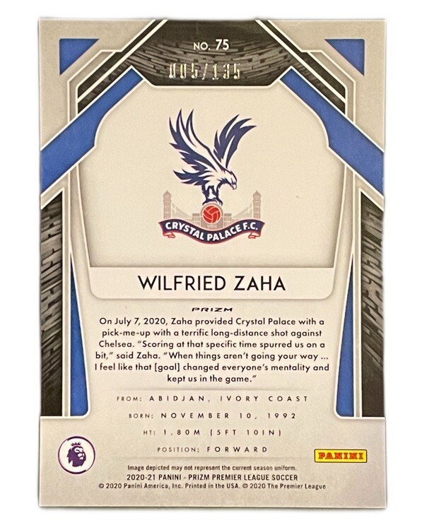 Wilfried Zaha 2020-21 Panini Prizm Premier League Red Mojo /135 | eBay