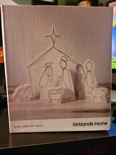 Kirklands Home Christmas Collection One Line Nativity 7 Piece White Gold
