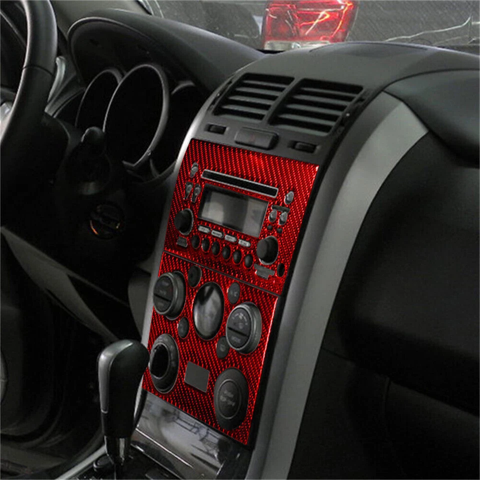 Cubierta del panel de control central de fibra de carbono rojo para Suzuki Grand Vitara 2010-13 Foto 4 de 4
