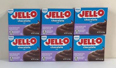 Jello Chocolate 6 Boxes ZERO SUGAR Instant Pudding  1.4 Oz FREE SHIPPING!
